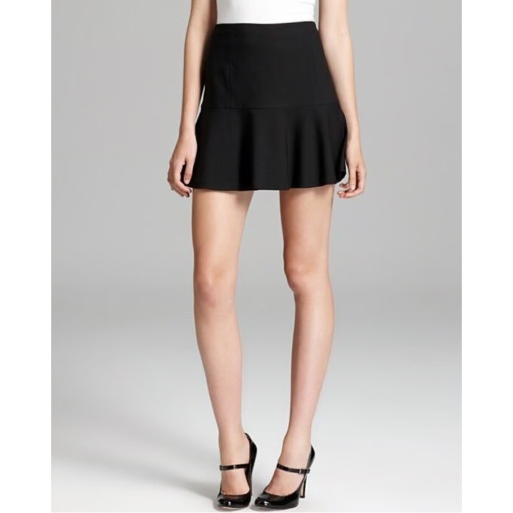 Theory virgin wool and elastane black ruffle miniskirt